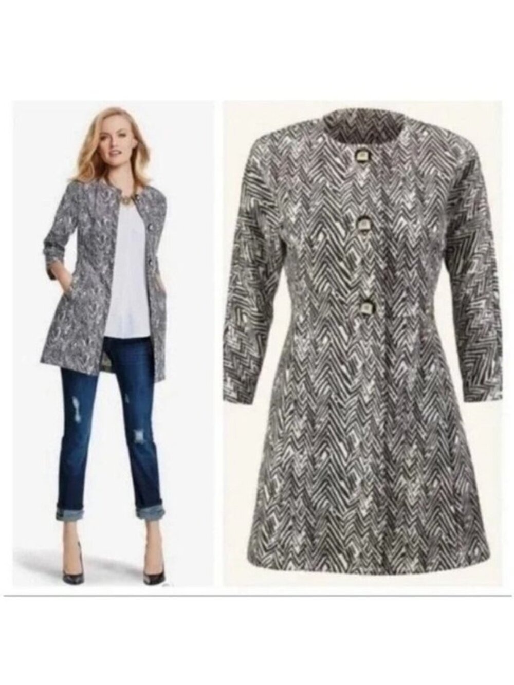 CABI 3034 Zig Zag Ponte Knit Jacket Coat size Small